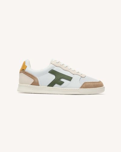 Baskets cuir blanc, beige et kaki - FAGUO - Modalova