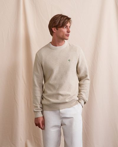 Pull col rond chiné coton bio - FAGUO - Modalova