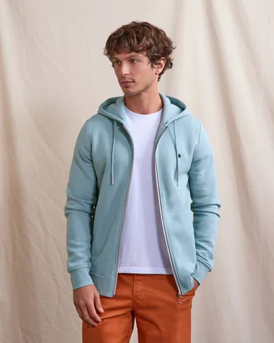 Sweat à capuche zippé bleu grisé - FAGUO - Modalova