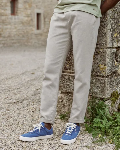 Pantalon coton et lin sable - FAGUO - Modalova