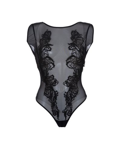 Etienne Embroidered Sheer Bodysuit Black - Bluebella - US - Modalova