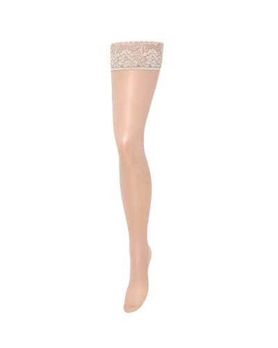 Plain Leg/Lace Top Thigh Highs Champagne - Bluebella - US - Modalova