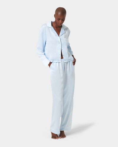 Sara Luxury Satin Long Set Ice Water Blue/White - Bluebella - US - Modalova