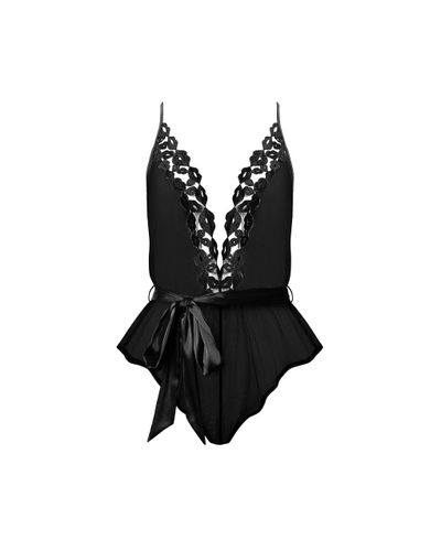 Marian Chiffon Embroidered Teddy Black - Bluebella - US - Modalova