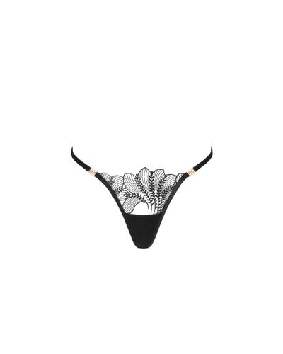 Sadiya Embroidered Sheer Thong Black - Bluebella - US - Modalova