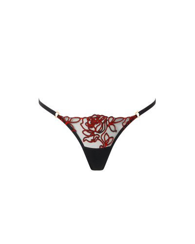 Malina Sheer Floral Thong Black/Red - Bluebella - US - Modalova