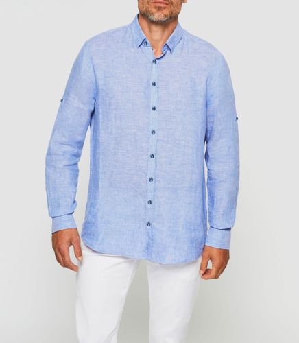 Chemise casual en lin et coton indigo KISSOUT - IZAC - Modalova