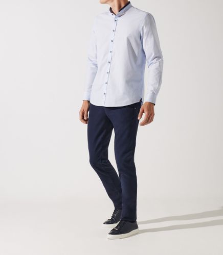 Chemise col mao à coudières bleu ciel et marine JOYBT - IZAC - Modalova