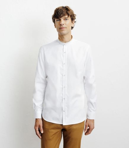 Chemise casual col mao avec coudière en suède blanche - IZAC - Modalova