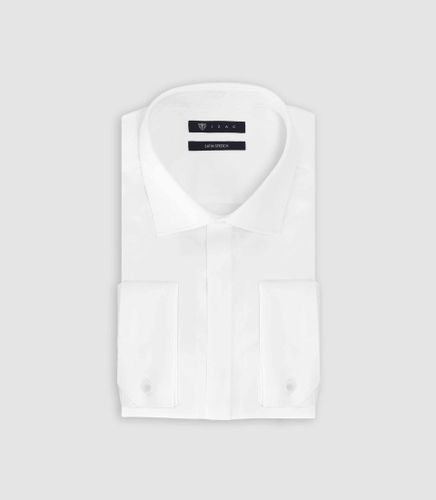 Chemise avec boutons de manchette gravés blanche - IZAC - Modalova
