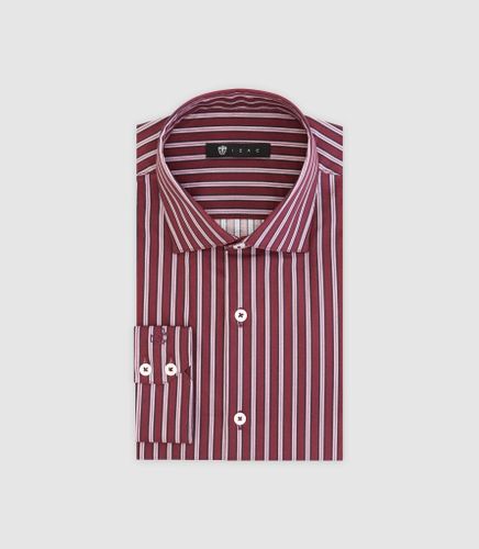 Chemise ajustée à rayures bordeaux - IZAC - Modalova