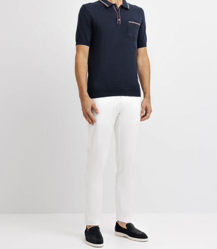 Polo en maille avec poche marine - IZAC - Modalova