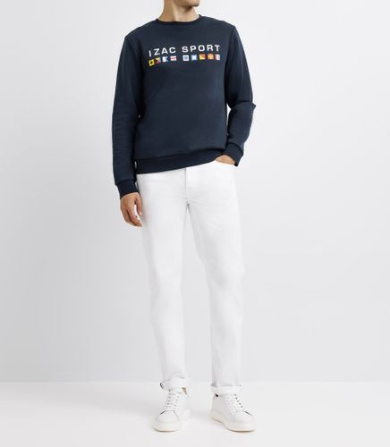 Pull sweat avec drapeaux marine - IZAC - Modalova