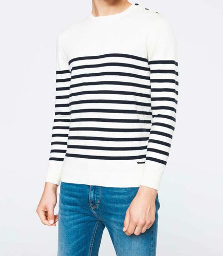 Pull rayé écru/marine ''Neferriri'' - Izac - Modalova