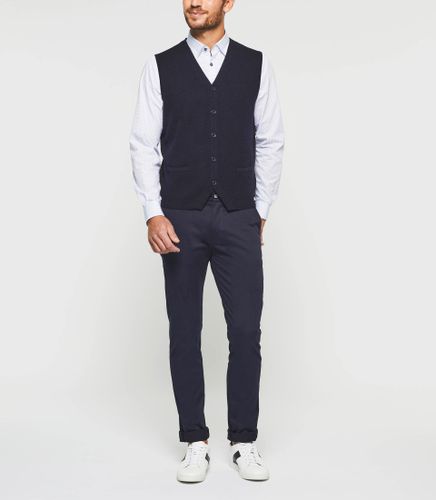 Gilet casual sans manches en maille marine ''Divin'' - IZAC - Modalova