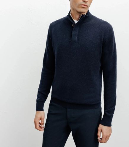 Pull col zippé et boutonné 100% cachemire - IZAC - Modalova