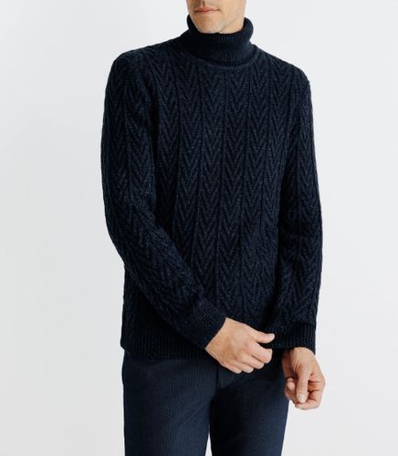 Pull col roulé torsadé marine - IZAC - Modalova