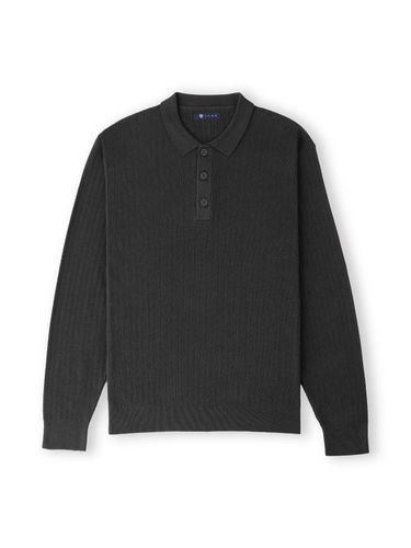 Pull col polo boutonné jeux de points - IZAC - Modalova