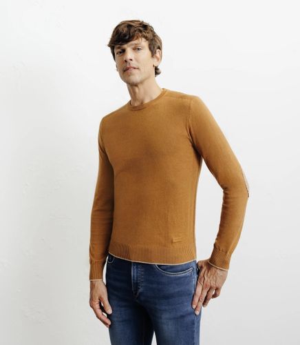 Pull col rond en coton camel foncé - IZAC - Modalova