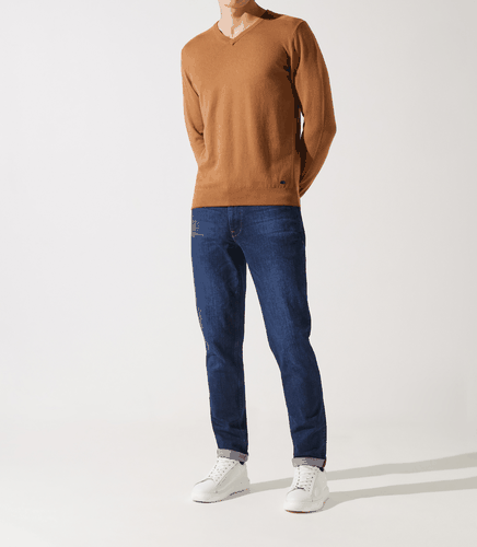 IZAC - Pull col v rayé camel - IZAC - Modalova