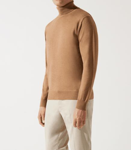 Pull col roulé camel 100% mérinos - IZAC - Modalova