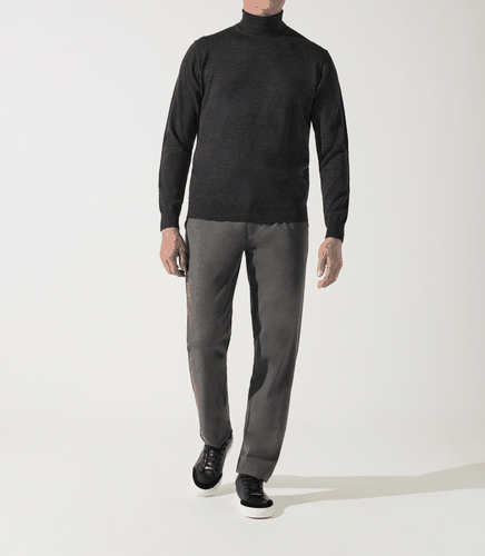 Pull col roulé anthracite 100% mérinos - IZAC - Modalova