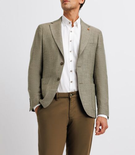Veste kaki et beige en lin à coudières - IZAC - Modalova