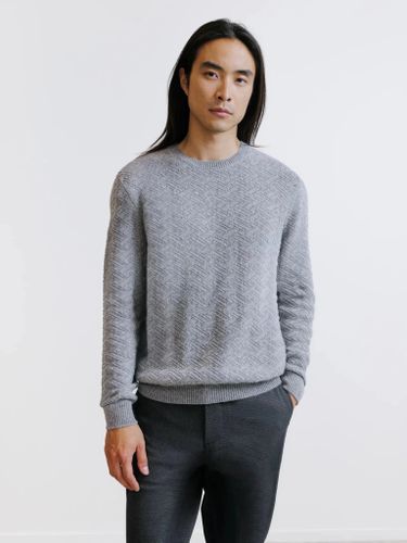 IZAC - Pull jacquard col rond gris - IZAC - Modalova