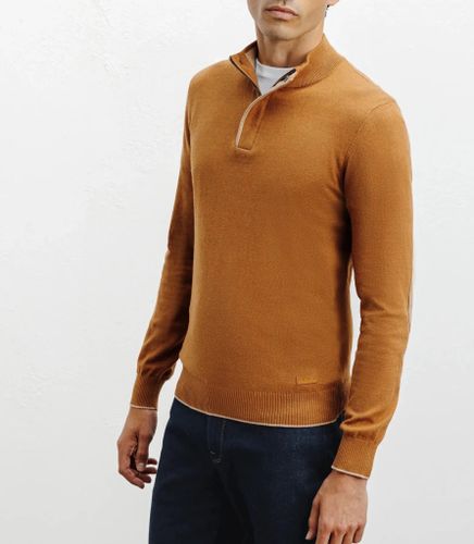 Pull col montant demi zippé foncé - IZAC - Modalova