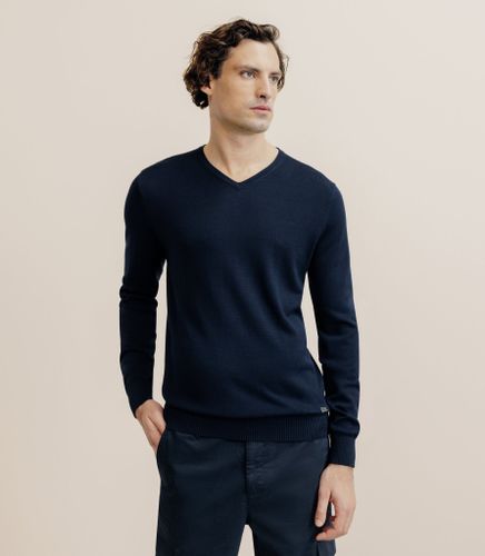 Pull col V manches longues marine - IZAC - Modalova