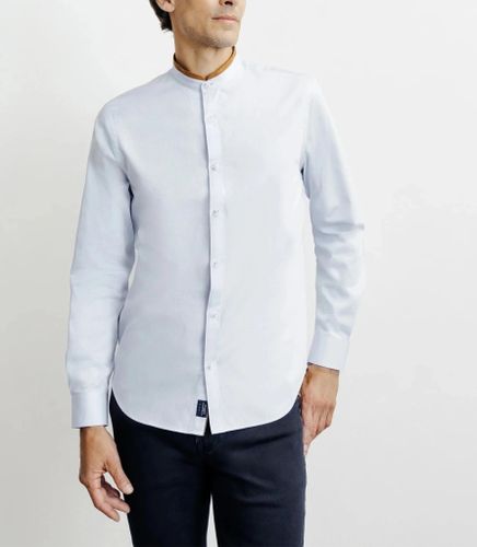 Chemise casual col mao avec coudières ciel - IZAC - Modalova