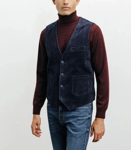 Gilet de costume en velours côtelé marine - IZAC - Modalova