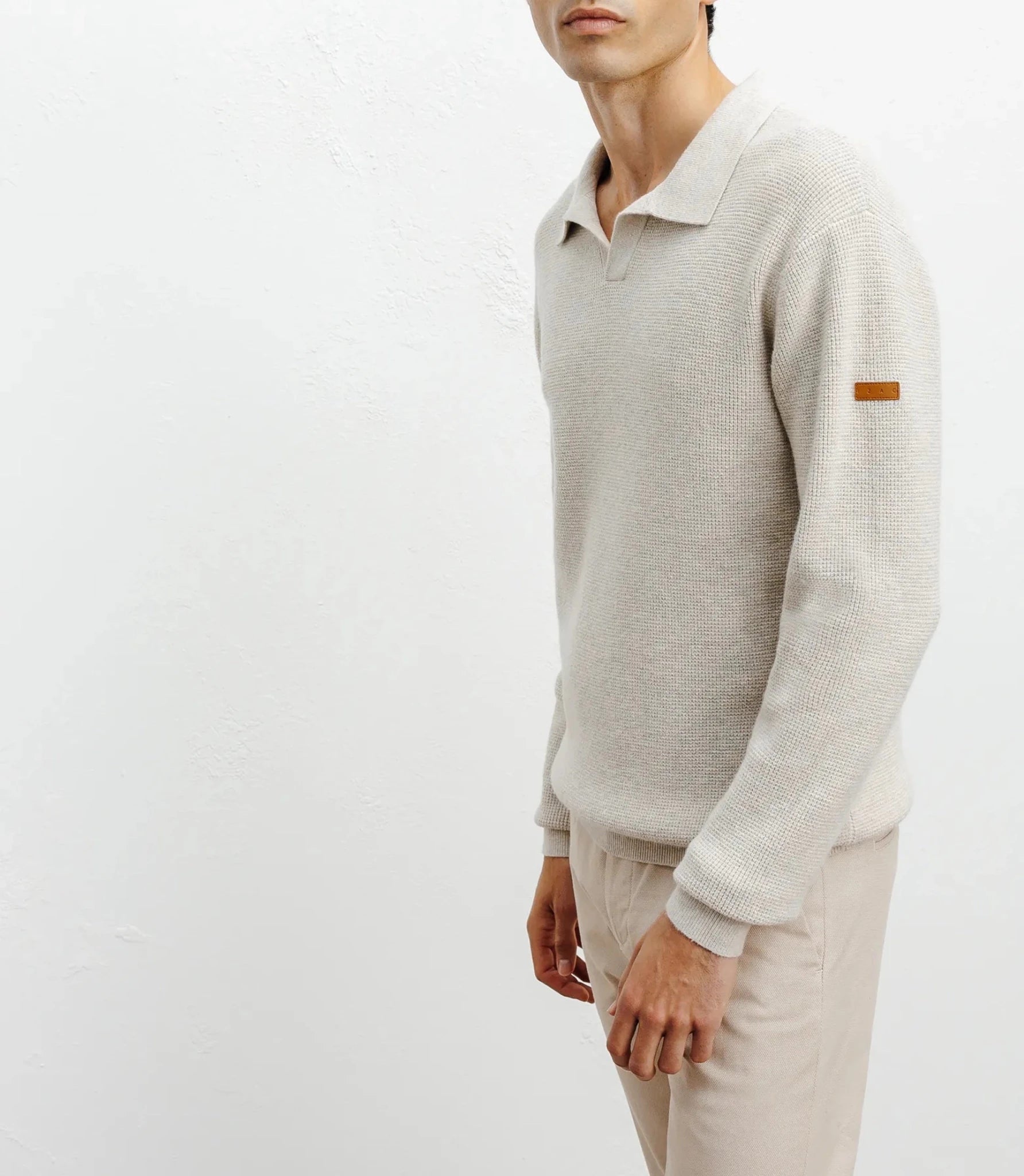 IZAC - Pull col polo ouvert beige - IZAC - Modalova