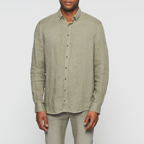 Chemise casual en lin et coton kaki KISSOUT - IZAC - Modalova