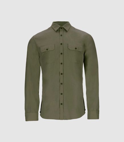Chemise unie casual kaki JULIEN - IZAC - Modalova