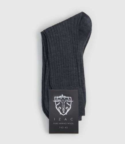 Chaussettes en laine mérinos anthracite - IZAC - Modalova