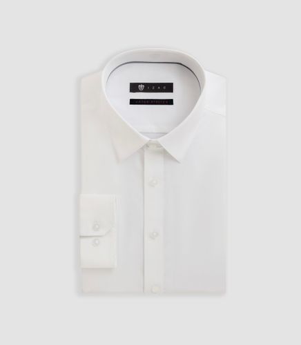 Chemise slim en popeline stretch blanche MALTE - IZAC - Modalova
