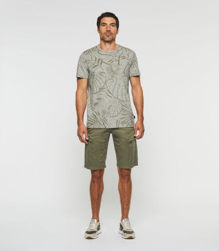 T-shirt col rond à imprimé kaki ''Gabin'' - IZAC - Modalova