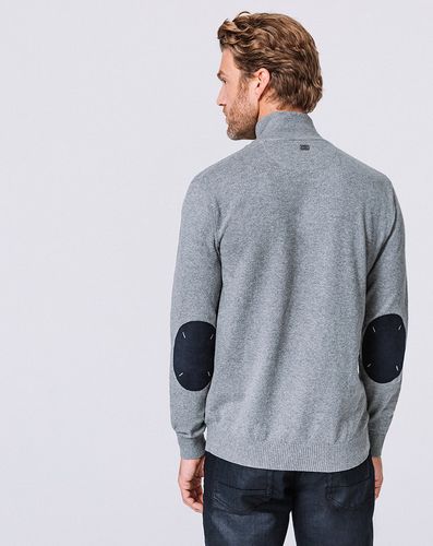 IZAC - PULL COL ZIPPÉ GRIS CHINÉ - Izac - Modalova