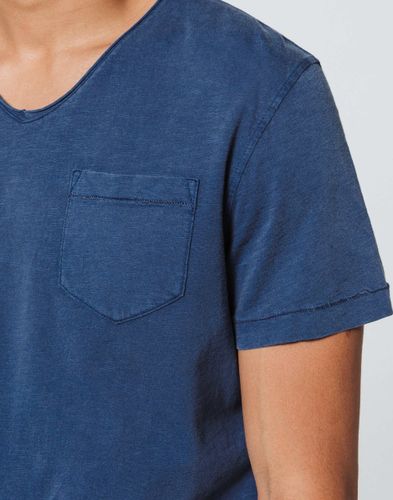 IZAC - T-Shirt Col V Bleu Indigo - Izac - Modalova