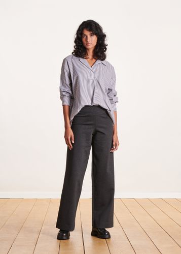 Pantalon gris anthracite large en jersey milano - La Fée Maraboutée - Modalova