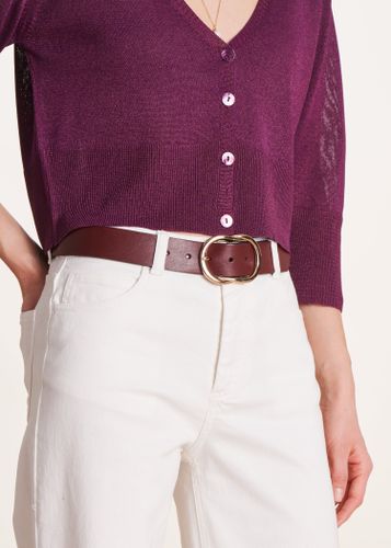 Ceinture aubergine en cuir - La Fée Maraboutée - Modalova