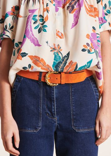 Ceinture orange en cuir boucle twistée - La Fée Maraboutée - Modalova