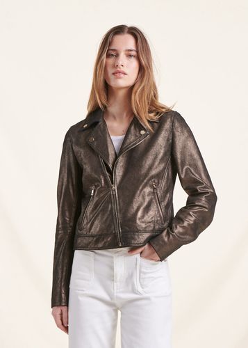 Blouson cuir bronze coupe biker - La Fée Maraboutée - Modalova