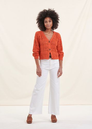 Gilet orange manches longues encolure V - La Fée Maraboutée - Modalova