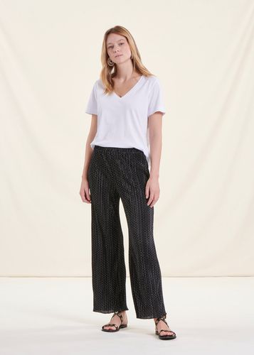 Pantalon ample en jersey imprimé noir et blanc - La Fée Maraboutée - Modalova