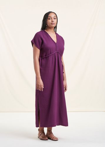 Robe longue prune en gaze de coton biologique - La Fée Maraboutée - Modalova