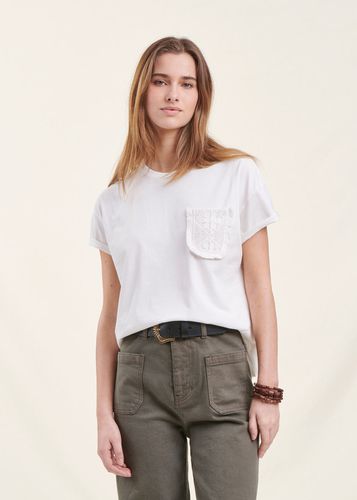 T-shirt écru en coton manches courtes - La Fée Maraboutée - Modalova