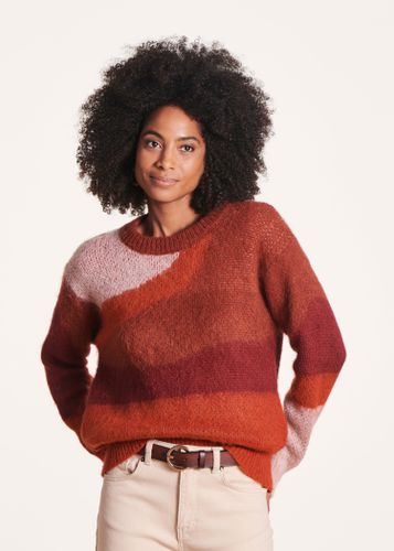 Pull droit terracotta en jacquard encolure ronde - La Fée Maraboutée - Modalova