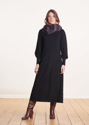 Robe mi-longue en maille noire manches longues - La Fée Maraboutée - Modalova